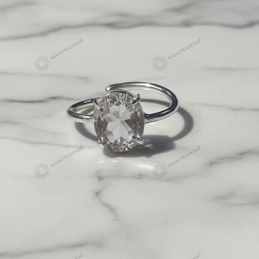 MantraMani Clear Quartz Ring: Removes Depression, Anger & Anxiety