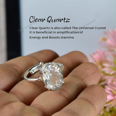 MantraMani Clear Quartz Ring: Removes Depression, Anger & Anxiety