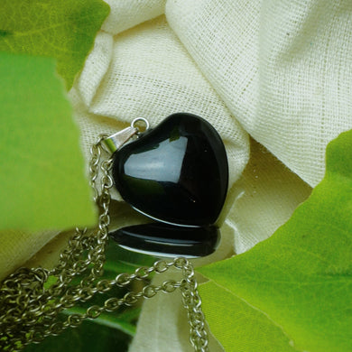 Black Obsidian Crystal Heart Pendant | Protection, Grounding & Spiritual Crystal Jewelry