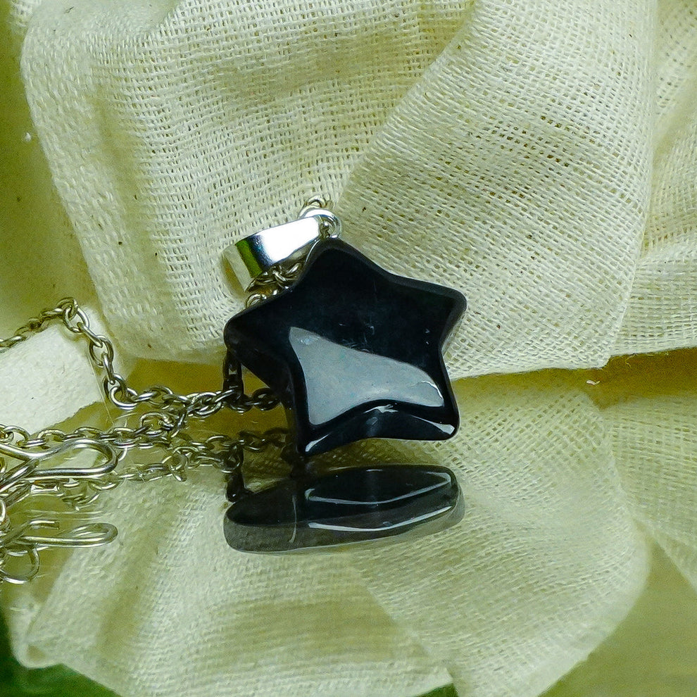 Black Obsidian Crystal Star Pendant