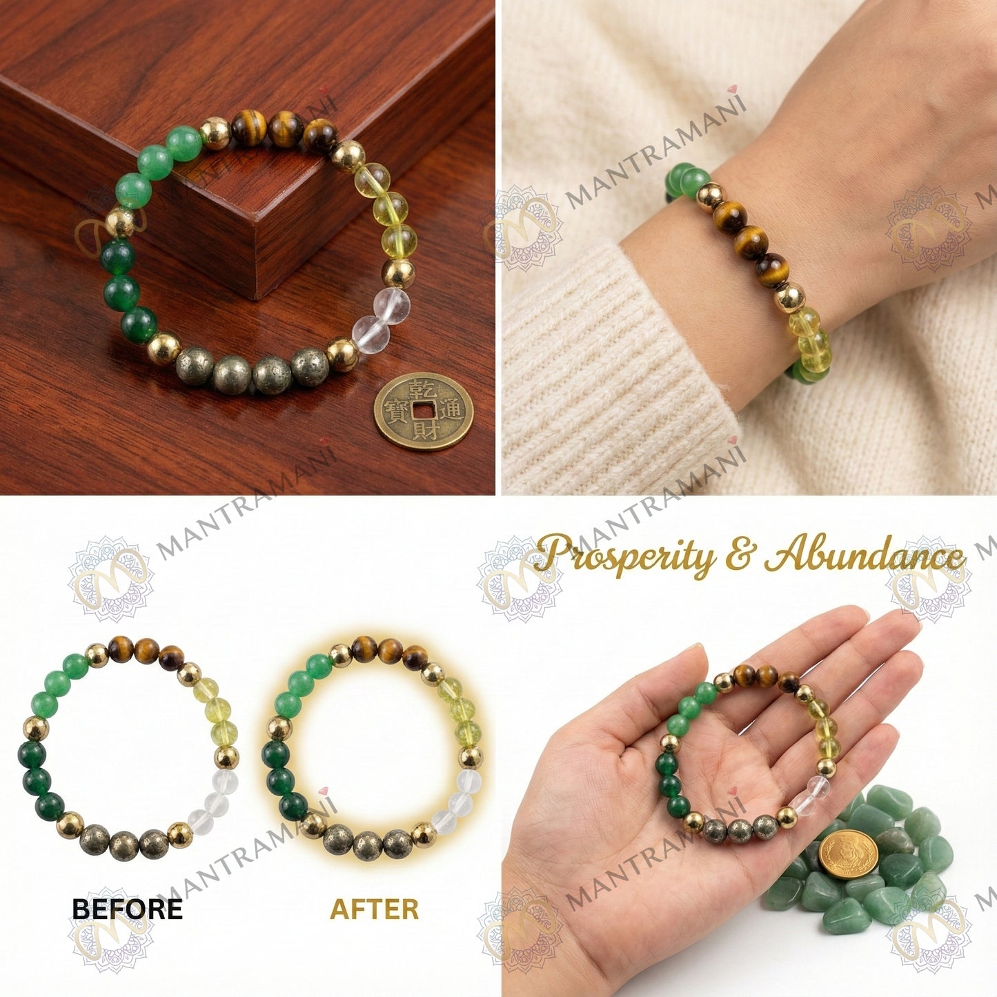 MantraMani Dhan Vriddhi – Money Magnet Bracelet - Attract Wealth • Removes Financial/Money Blockage • Unlock Opportunities • Align With Prosperity Energy