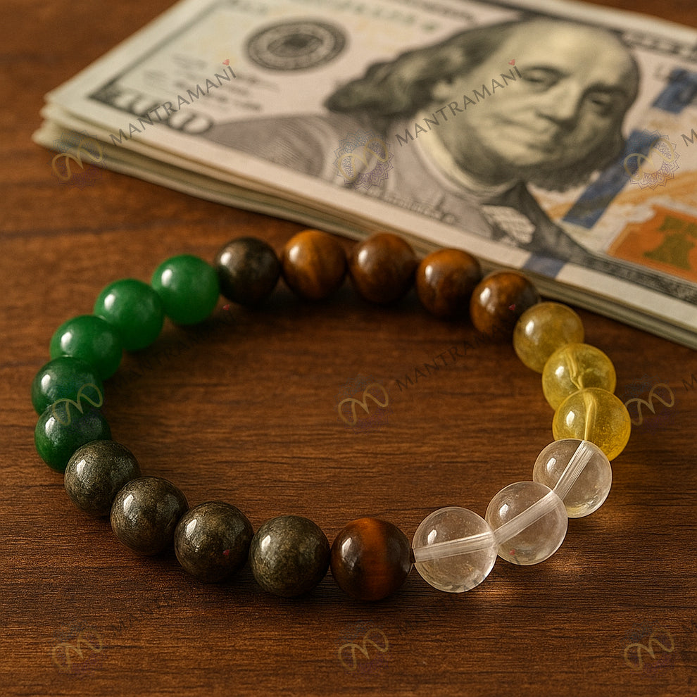 MantraMani Dhan Vriddhi – Money Magnet Bracelet - Attract Wealth • Removes Financial/Money Blockage • Unlock Opportunities • Align With Prosperity Energy