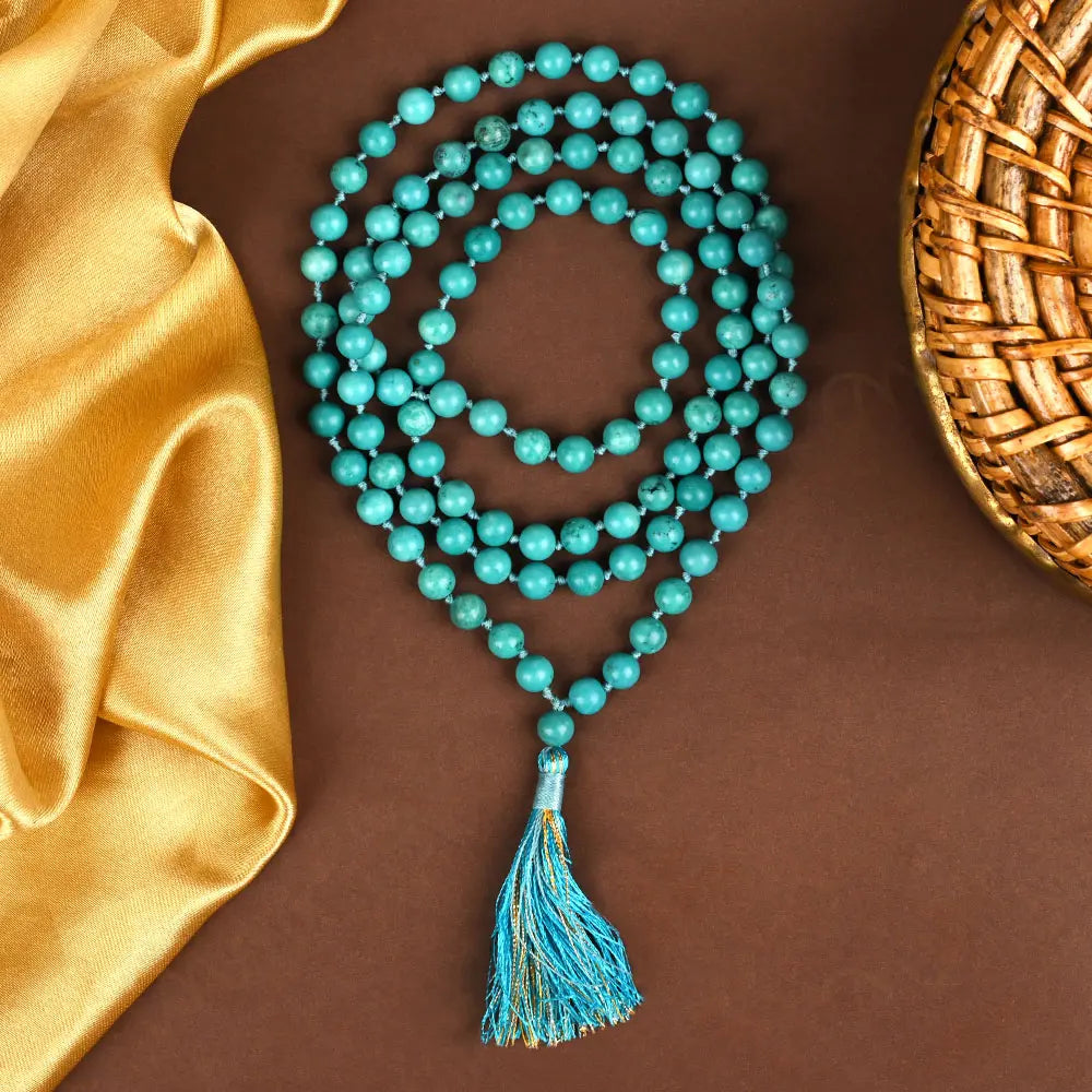 MantraMani Blue Magnesite Turquoise Mala - For Success in Everything
