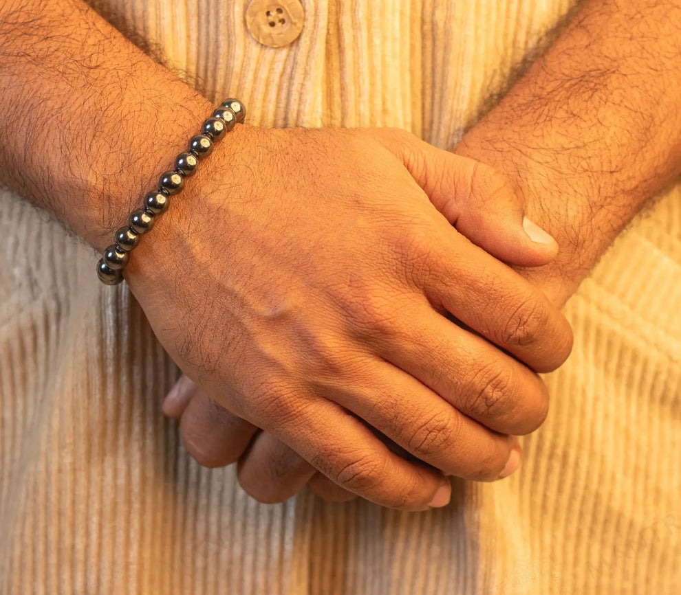 MantraMani Hematite Bracelet – Grounding, Protection & Mental Clarity