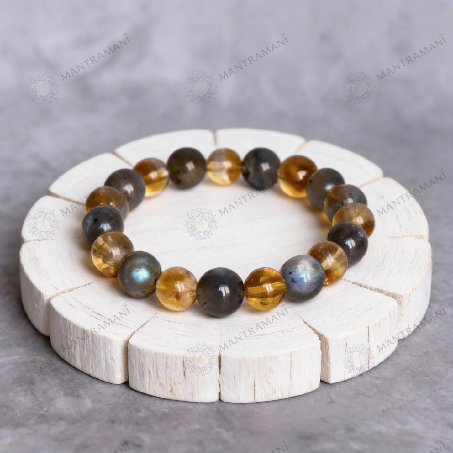 MantraMani Gemini Zodiac Birthstone Crystal Bracelet - 8 mm - Mithun Rashi Crystal Bracelet