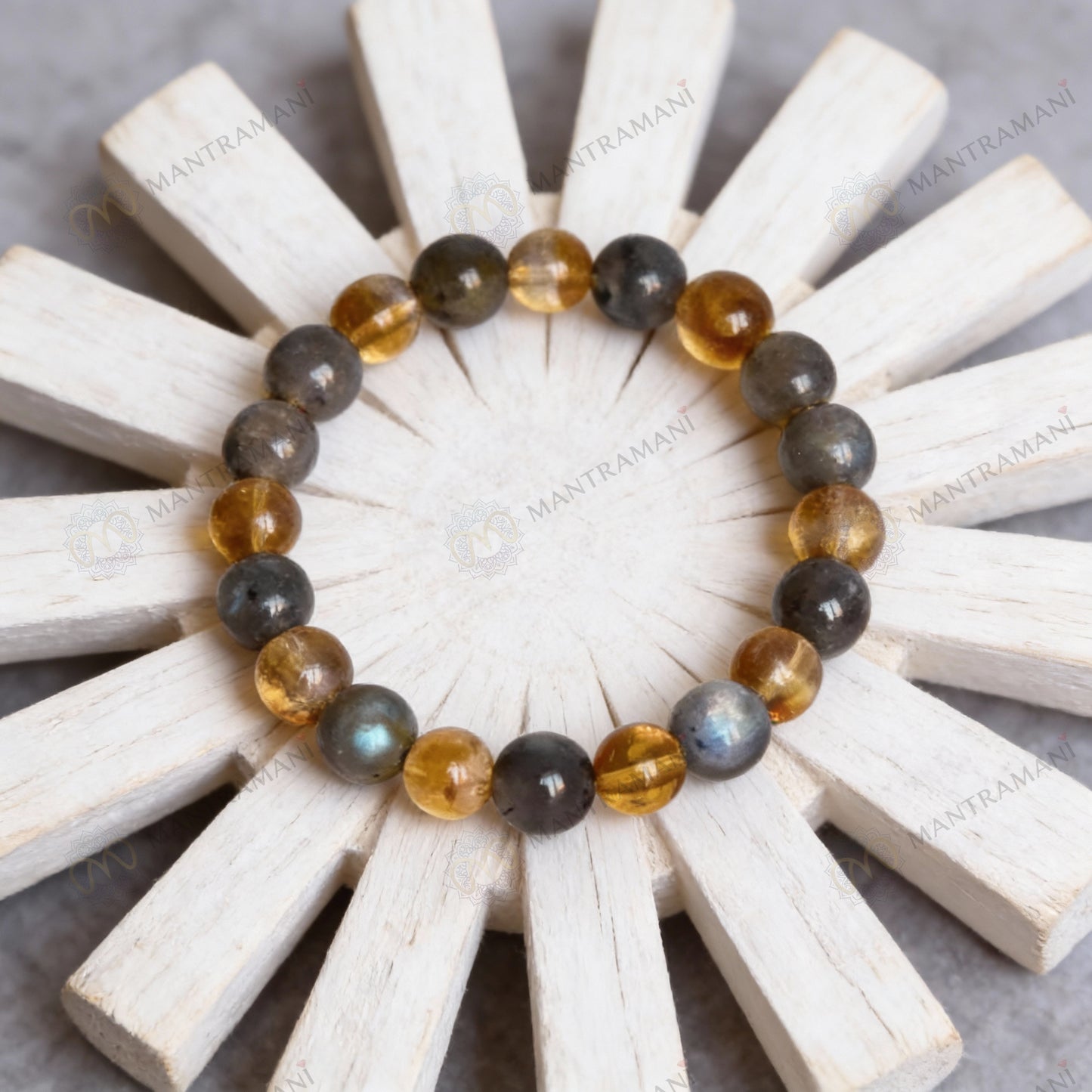 MantraMani Gemini Zodiac Birthstone Crystal Bracelet - 8 mm - Mithun Rashi Crystal Bracelet