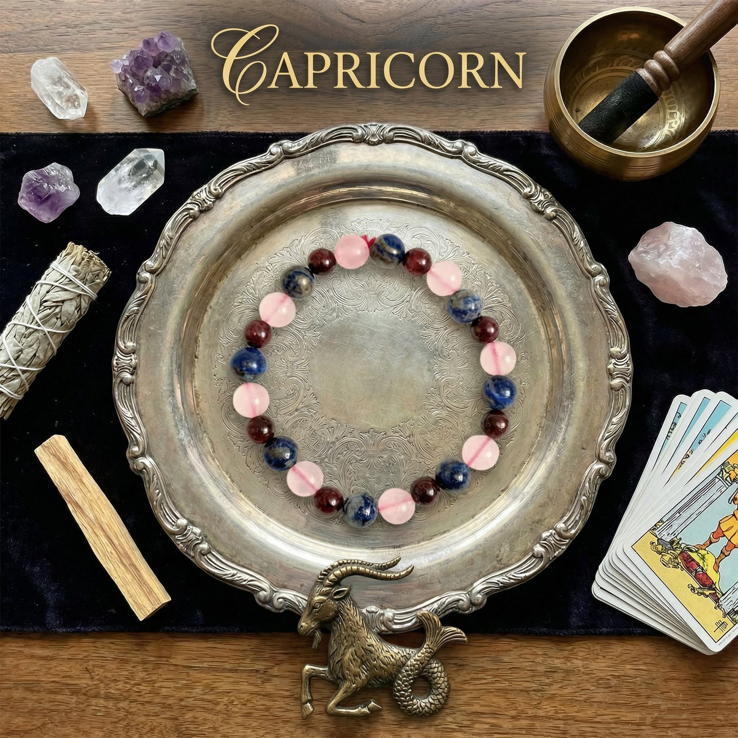 MantraMani Capricorn Zodiac Birthstone Crystal Bracelet - 8 mm - Makar rashi crystal bracelet
