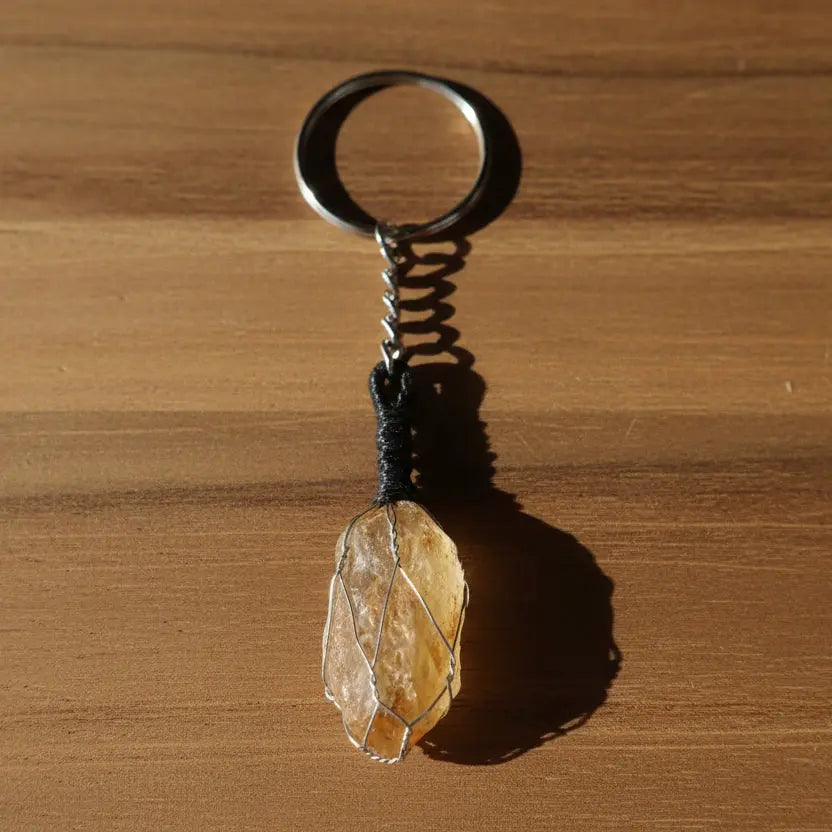 MantraMani Citrine Keychain for Wealth Attraction & Career Success