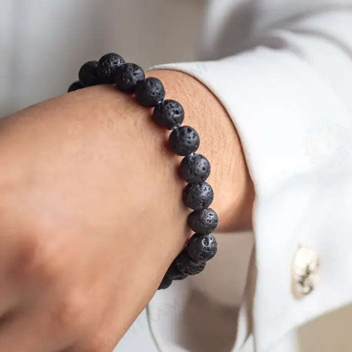 MantraMani Lava Stone Bracelet – Courage, Strength & Volcanic Grounding