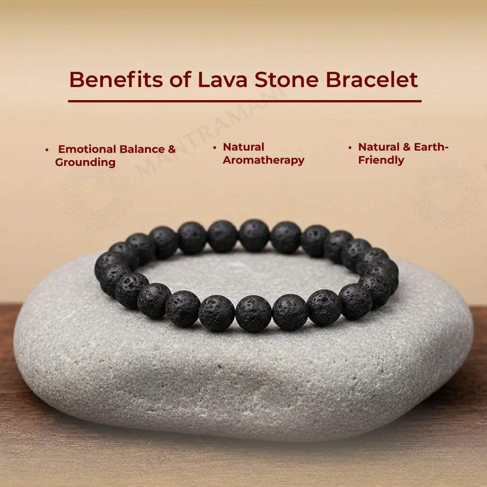 MantraMani Lava Stone Bracelet – Courage, Strength & Volcanic Grounding