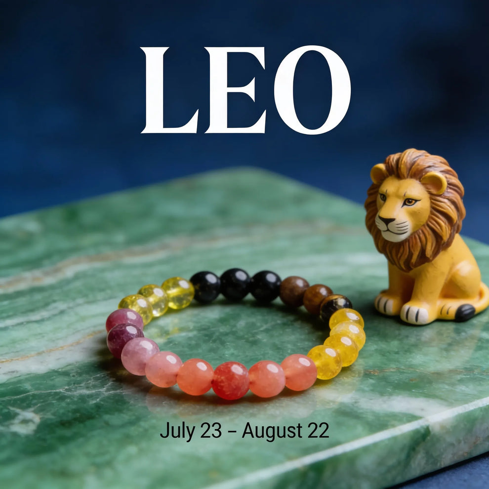 MantraMani Leo Zodiac Birthstone Crystal Bracelet - Singh Rashi Crystal Bracelet