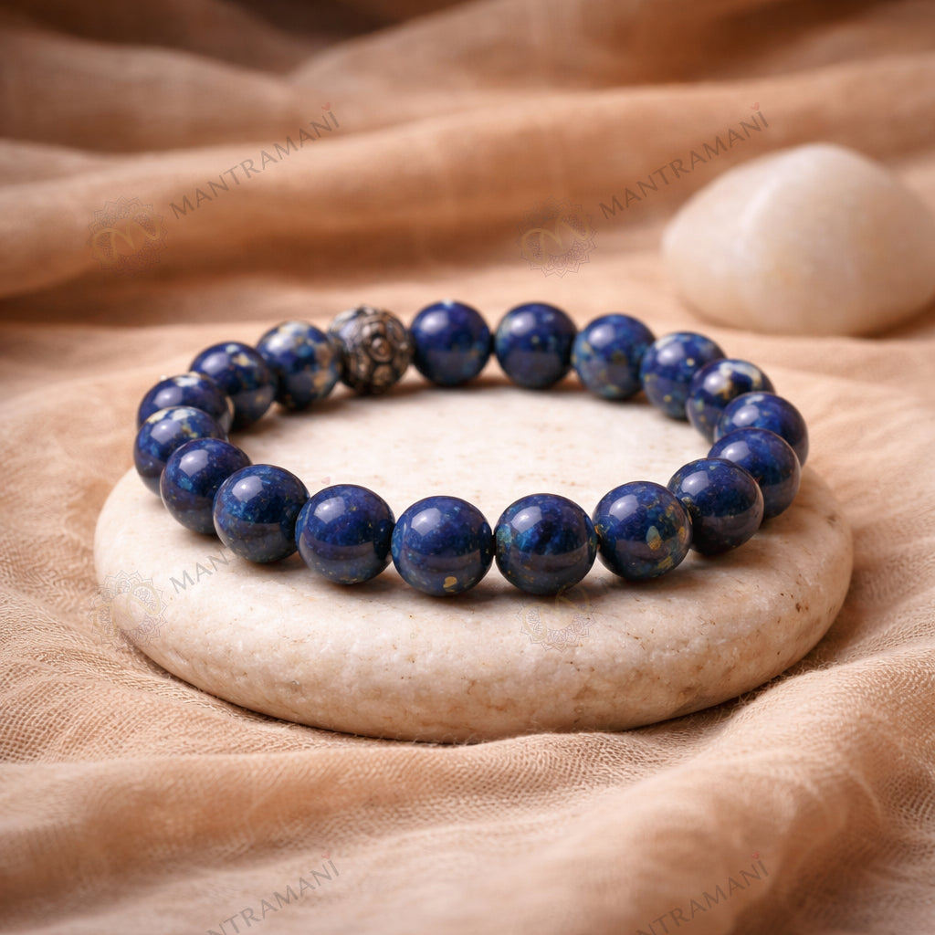 MantraMani Lapis Verité — Lapis Lazuli Bracelet for Career Growth, Government Job Focus & Mental Clarity