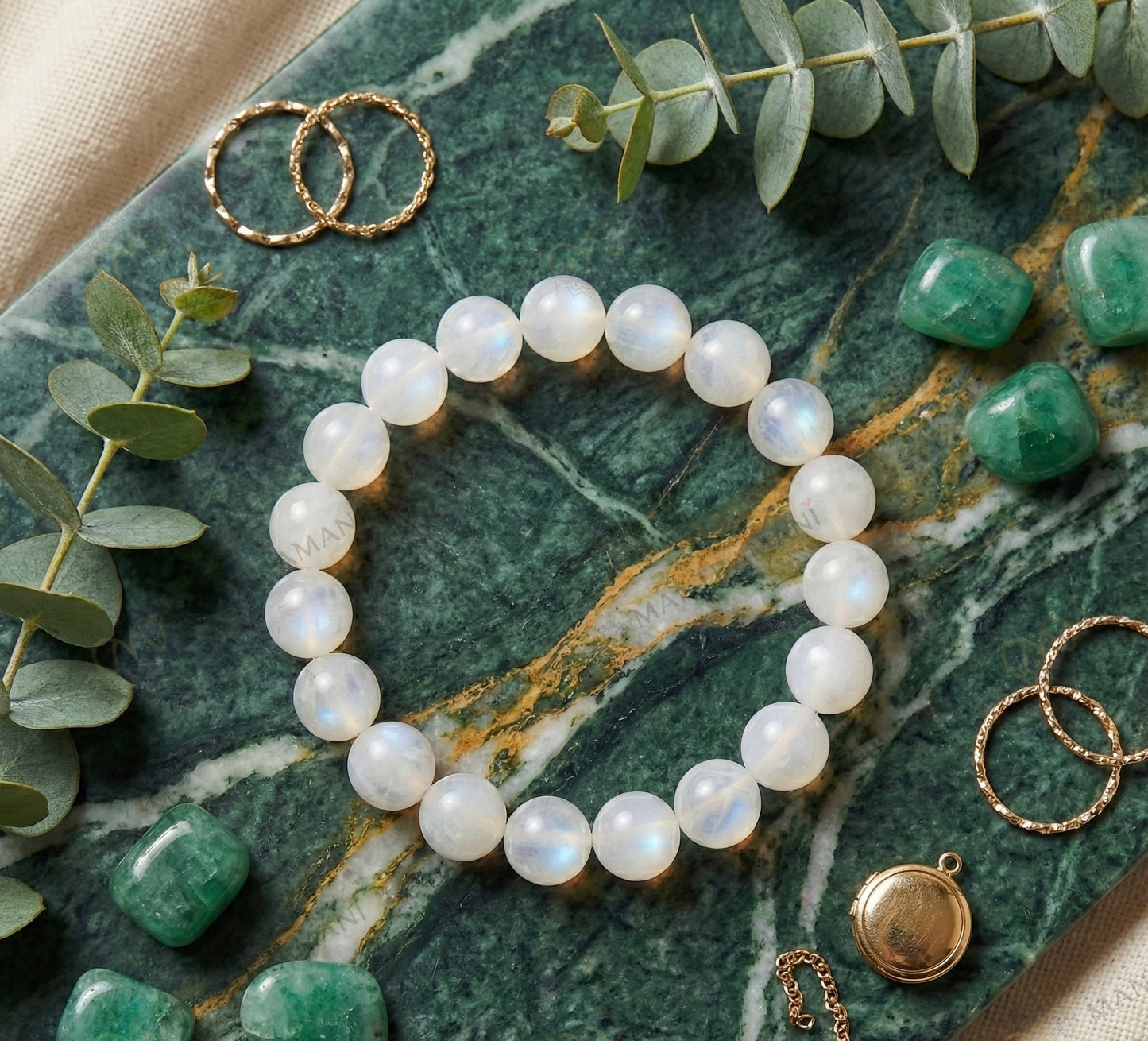 MantraMani Lunar Grace – Signature Moonstone Bracelet for Women - Feminine Energy, Fertility Support & Hormonal Balance - Calm, Clarity, Emotional Healing & Inner Peace