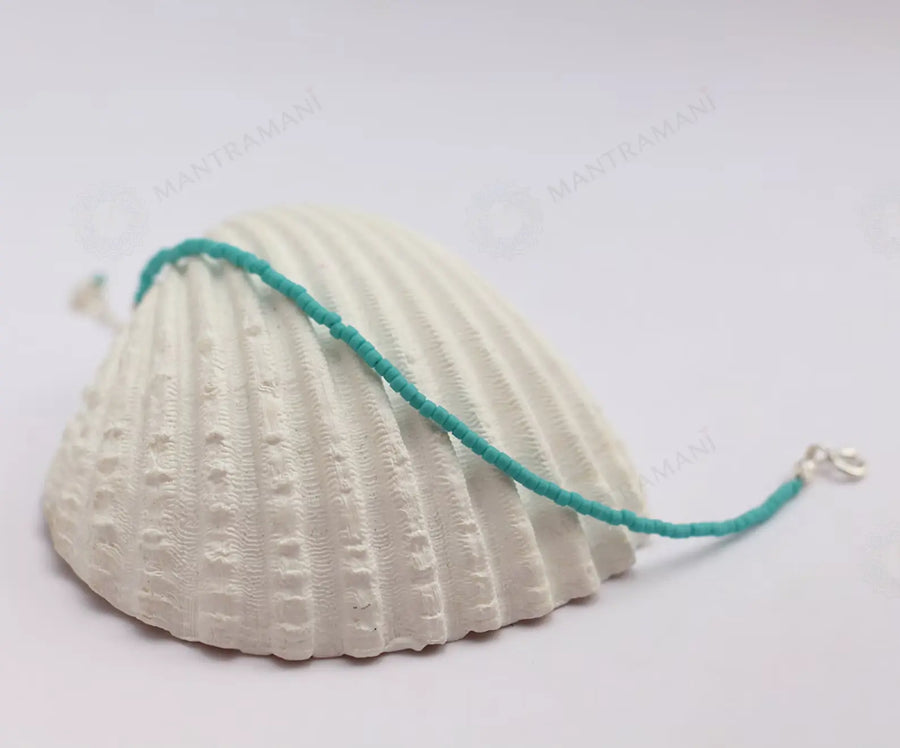 MantraMani Blue Magnesite Turquoise Anklet