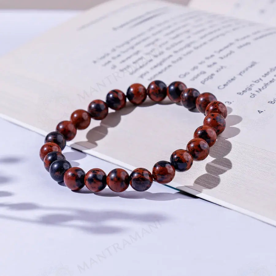 MantraMani Mahogany Obsidian Bracelet – Deep Grounding, Truth & Trauma Release