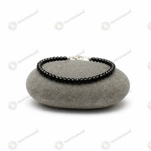 MantraMani Natural Black Tourmaline Anklet - Energized Vedic Gemstone Jewelry - MantraMani