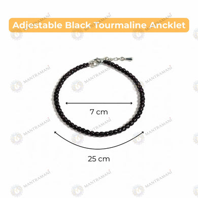 MantraMani Black Tourmaline Anklet - Protection, Grounding, Energy Shield, Nazar and Evil eye