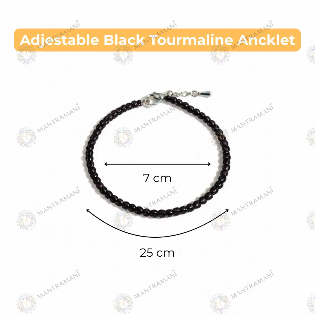MantraMani Natural Black Tourmaline Anklet