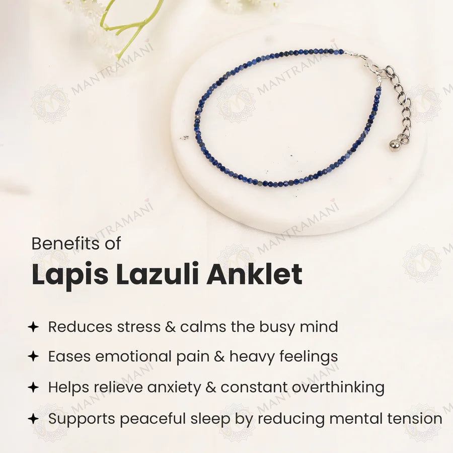MantraMani Lapis Lazuli Diamond Cut Anklet: Enhancing Intuition and Spiritual Awareness