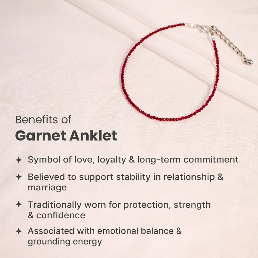 MantraMani Red Garnet Anklet