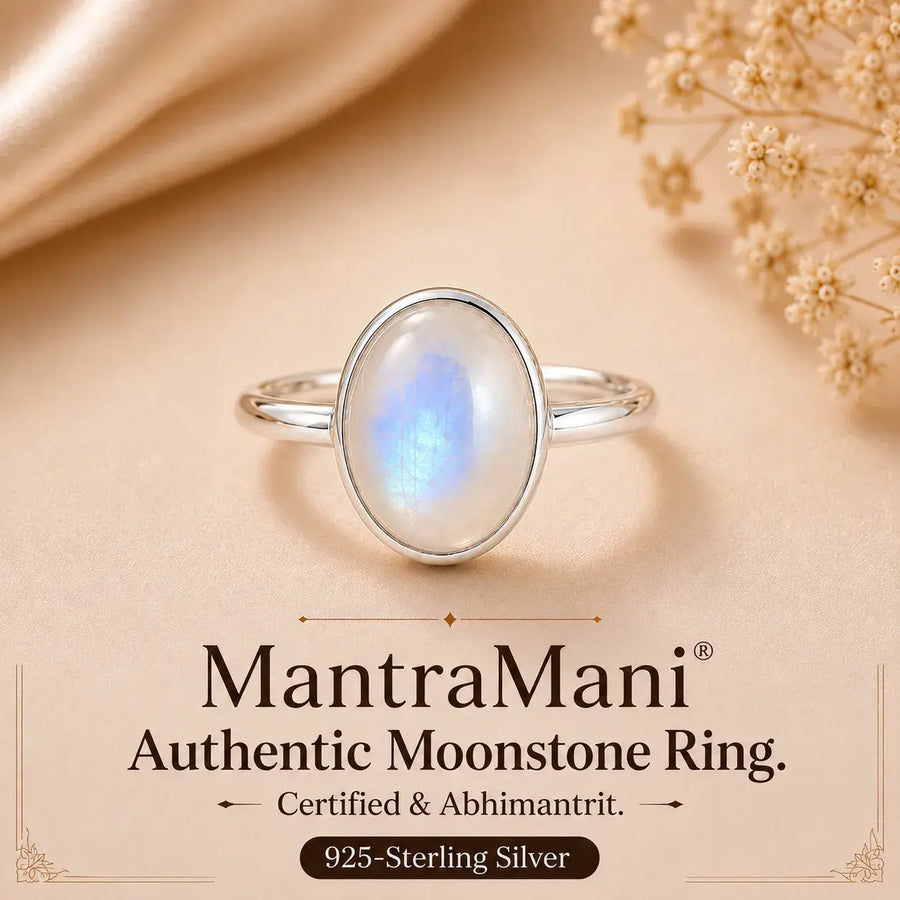 Certified Natural Moonstone Ring in Sterling Silver | MantraMani