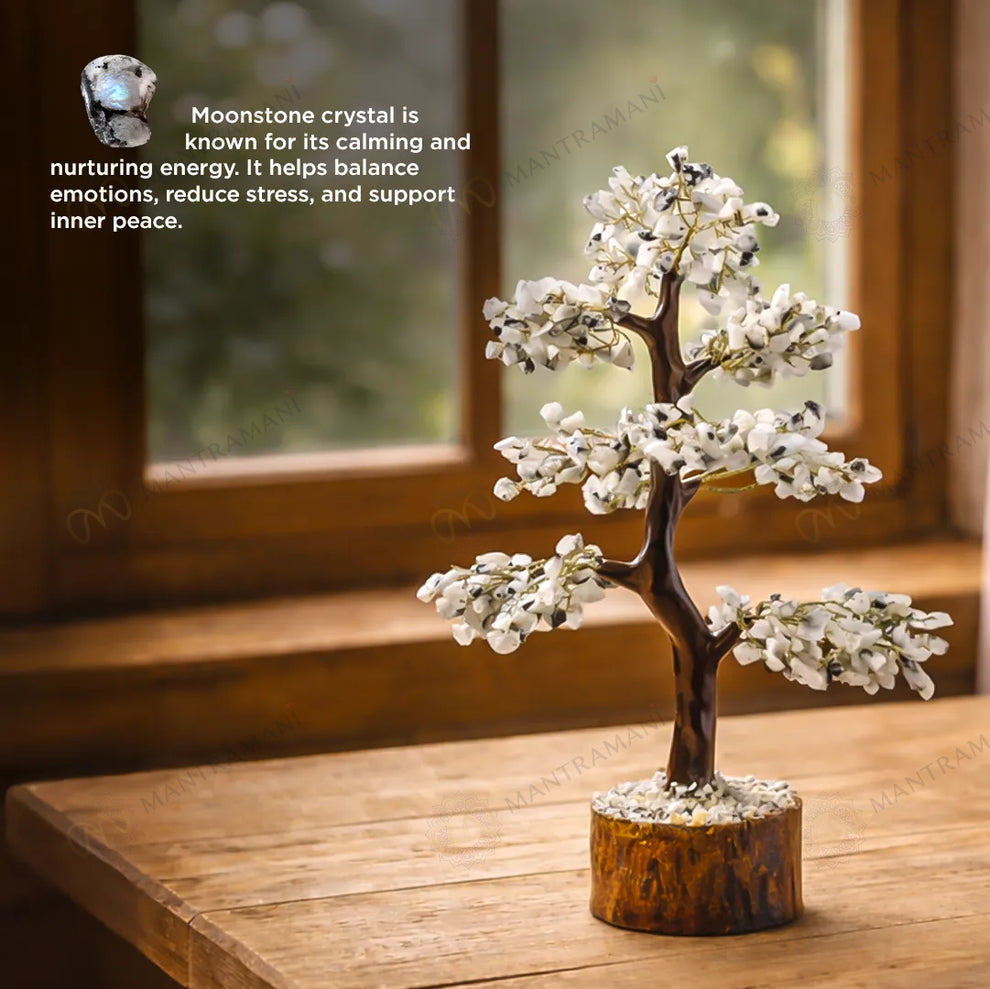 MantraMani Moonstone Crystal Tree – Mental Stress Relief & Confidence