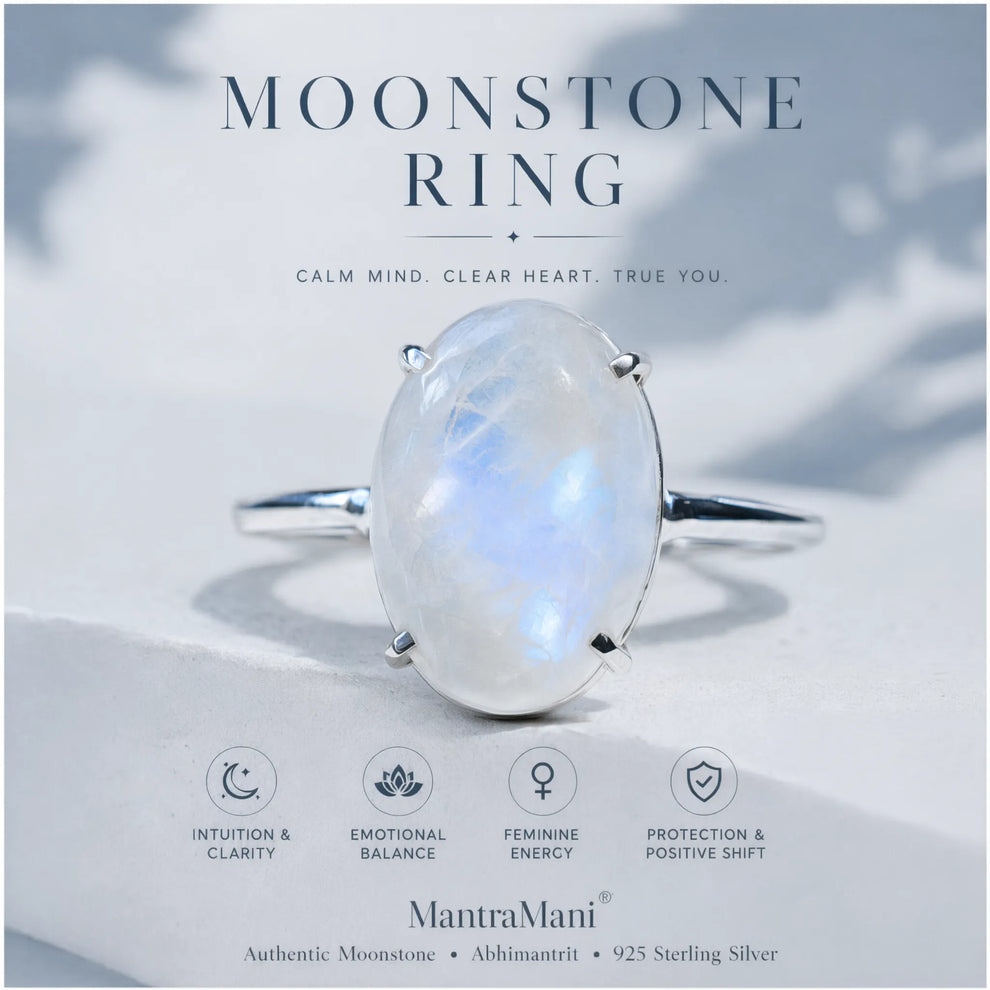 Moonstone Glow Ring (Adjustable) for Calm, Clarity & Feminine Energy | MantraMani