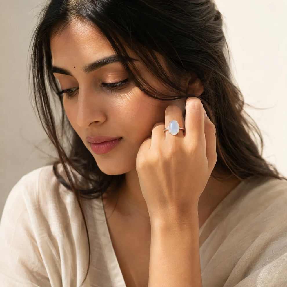 Moonstone Glow Ring (Adjustable) for Calm, Clarity & Feminine Energy | MantraMani