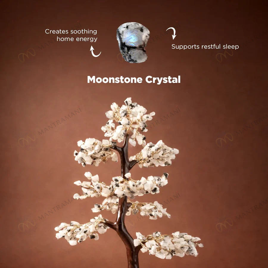 MantraMani Moonstone Crystal Tree – Mental Stress Relief & Confidence