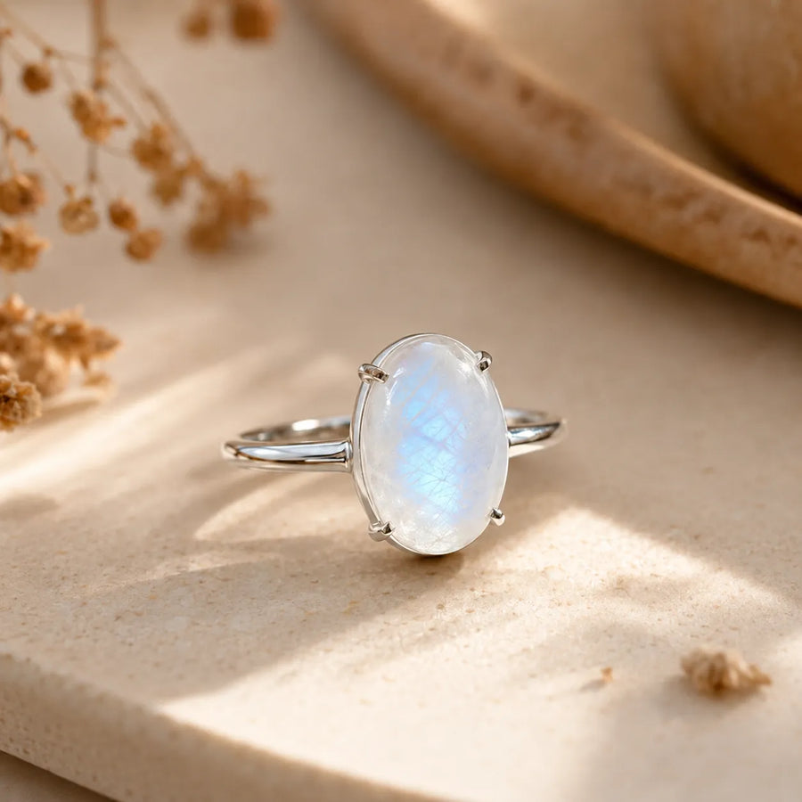 Moonstone Glow Ring (Adjustable) for Calm, Clarity & Feminine Energy | MantraMani