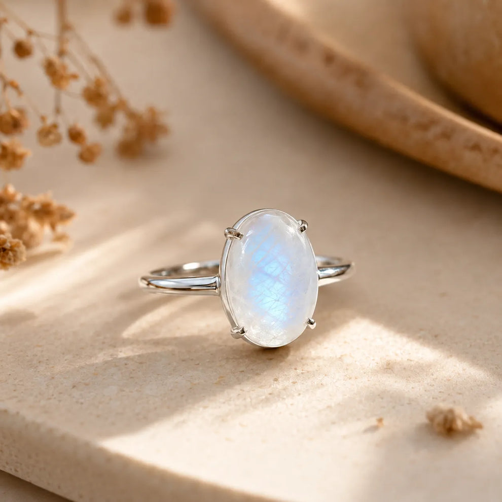 Moonstone Glow Ring (Adjustable) for Calm, Clarity & Feminine Energy | MantraMani