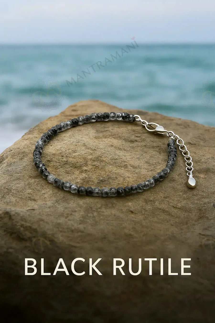 MantraMani Black Rutilated Quartz Anklet
