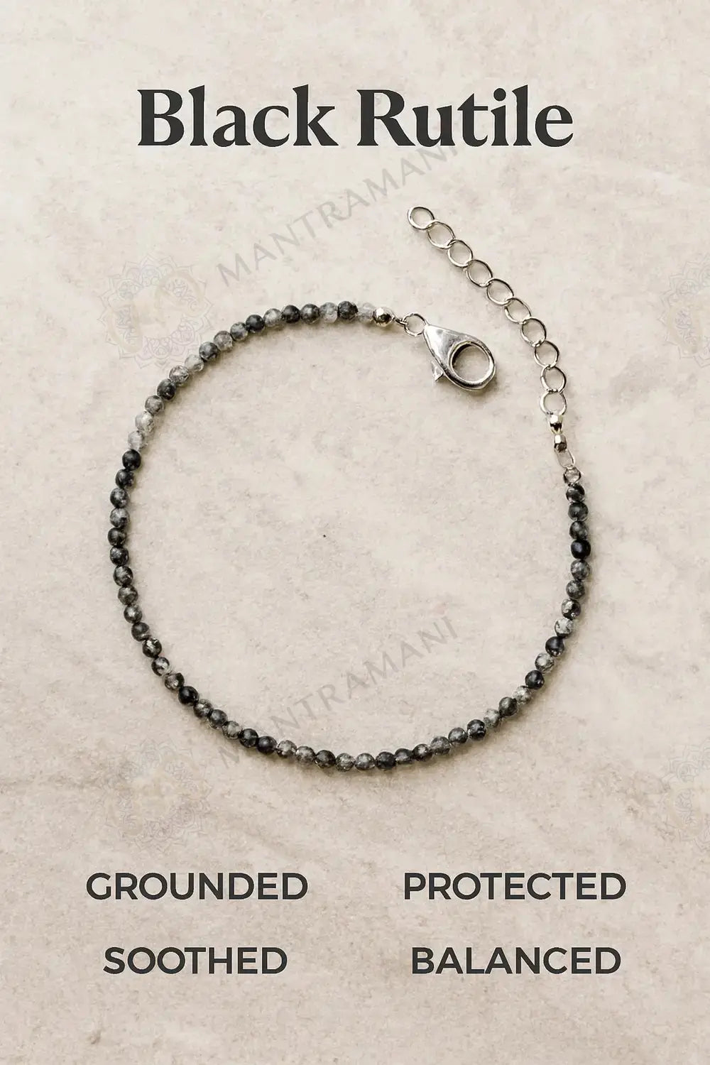 MantraMani Black Rutilated Quartz Anklet