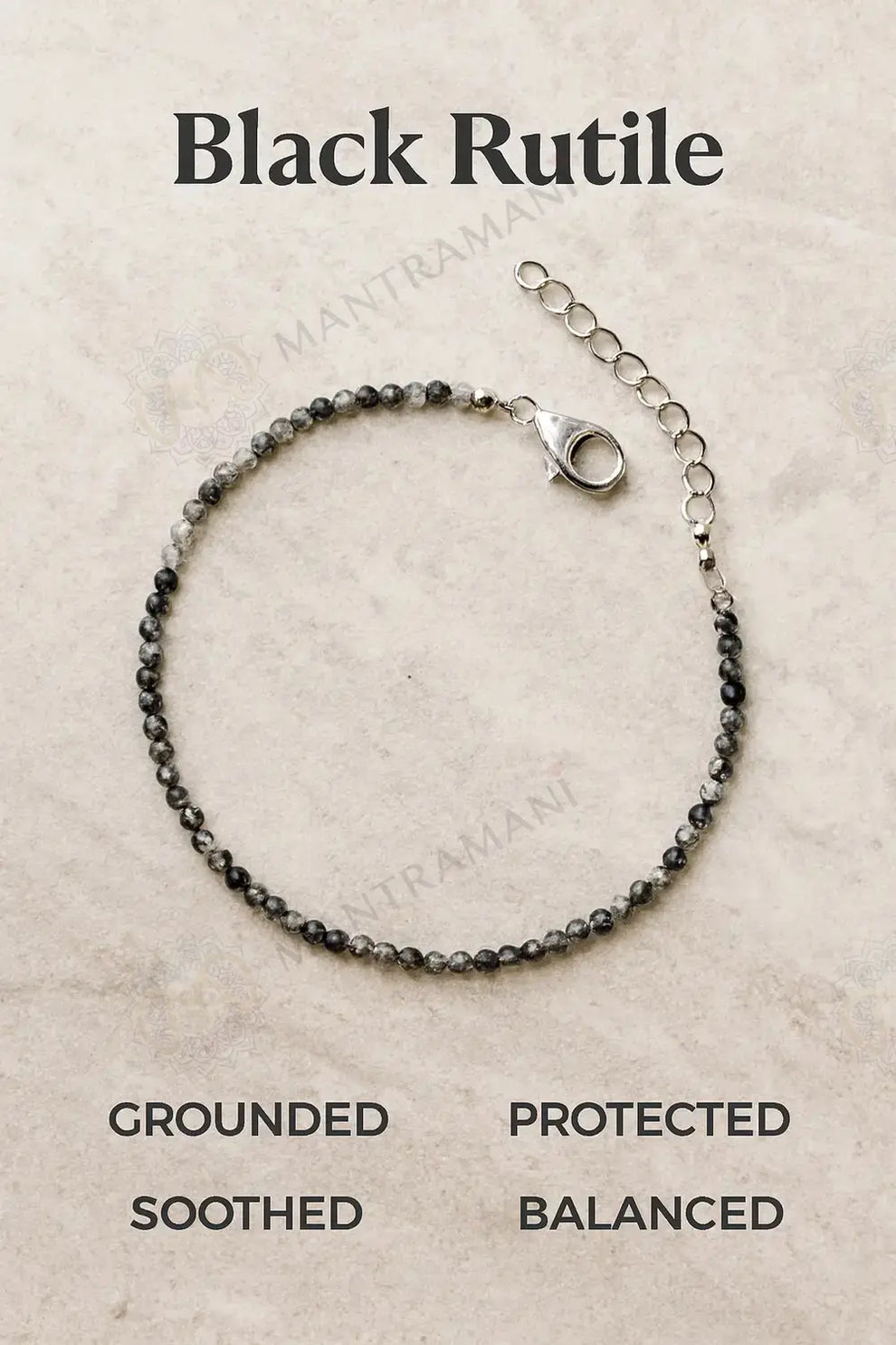 MantraMani Black Rutilated Quartz Anklet