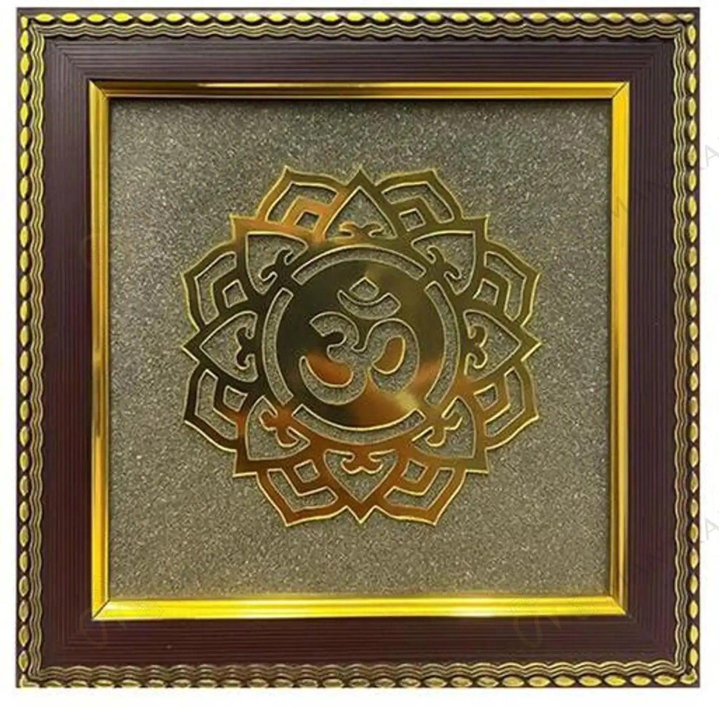 MantraMani Om Symbol Raw Pyrite Frame - Meditative Mandala for Peace & Cosmic Energy