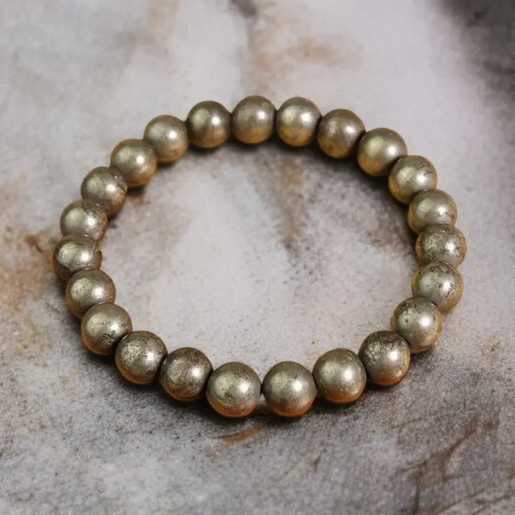 MantraMani Pyrite Bracelet – Wealth, Prosperity & Business Success