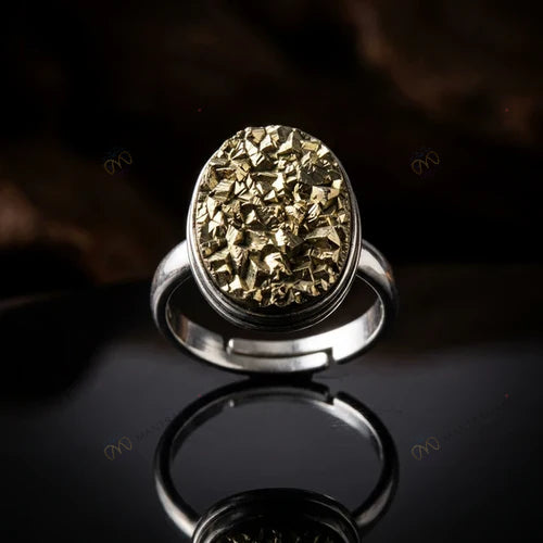 MantraMani Pyrite Ring: Attracts Wealth and Abundance