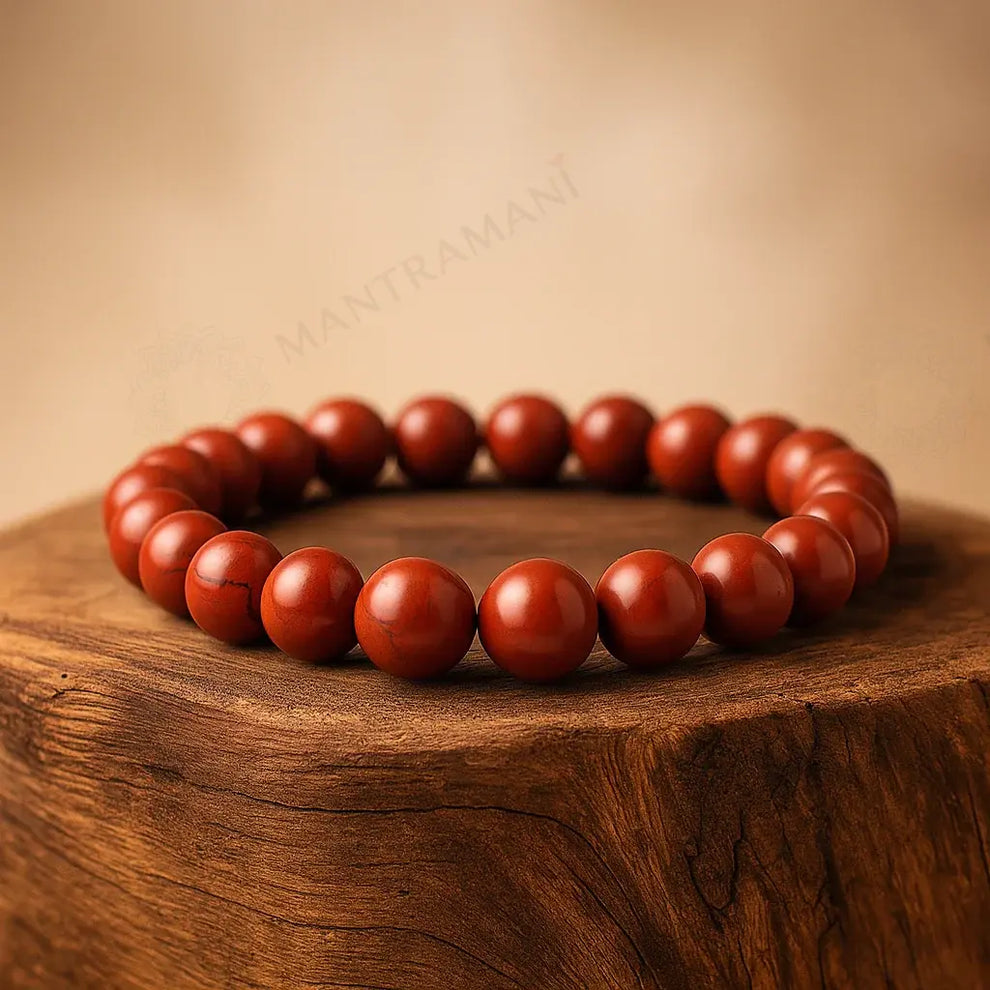 MantraMani Red Jasper Bracelet – Strength, Stability & Root Chakra Energy