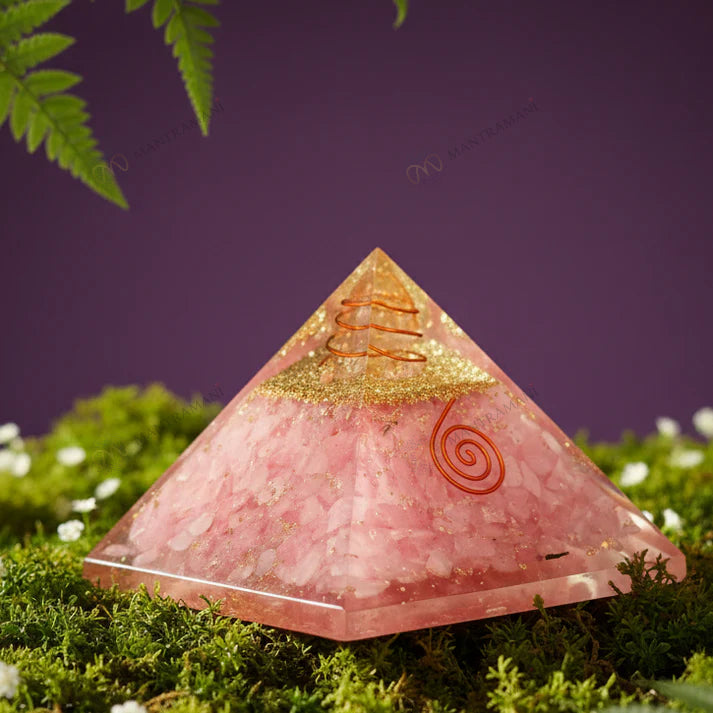 MantraMani Rose Quartz Pyramid – Love, Relationship & Heart Chakra Healing