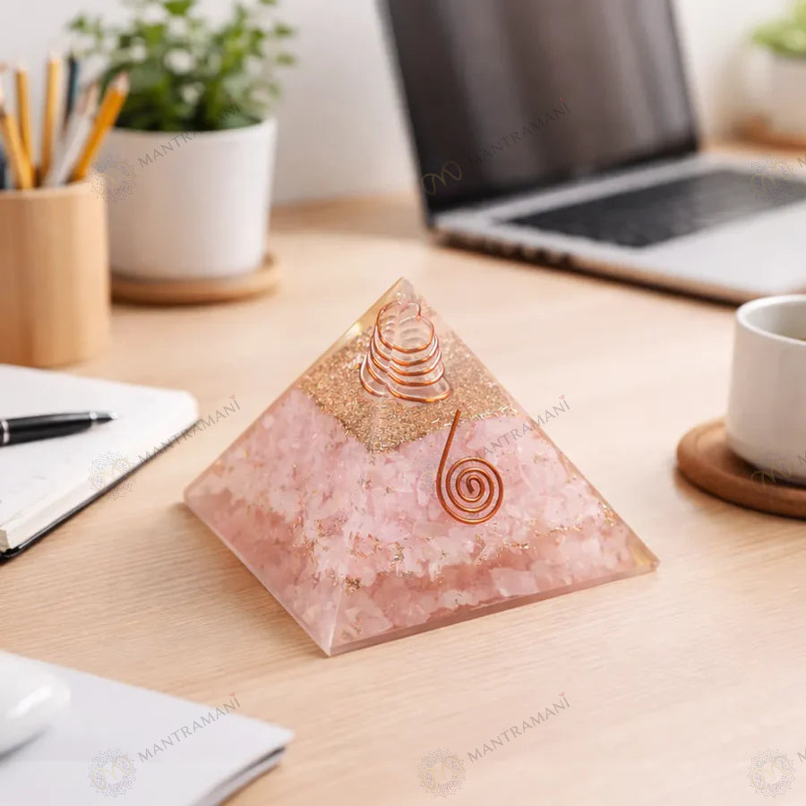 MantraMani Rose Quartz Pyramid – Love, Relationship & Heart Chakra Healing
