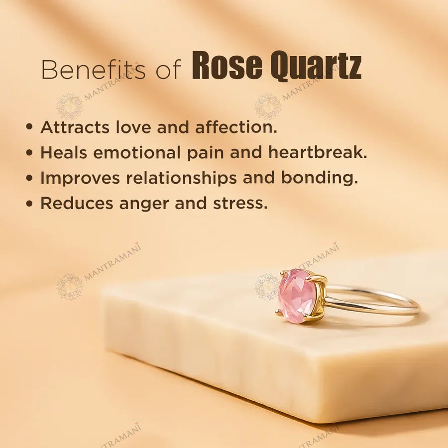MantraMani Rose Quartz Ring: Relationship & Love