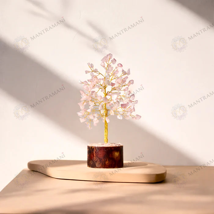 MantraMani Rose Quartz Tree : Improve Love, Relationship & Emotional Connection