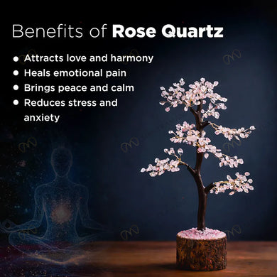 MantraMani Rose Quartz Tree : Improve Love, Relationship & Emotional Connection