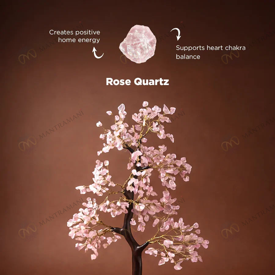 MantraMani Rose Quartz Tree : Improve Love, Relationship & Emotional Connection