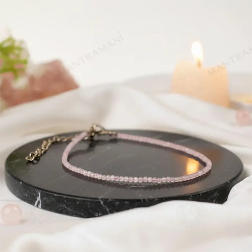 Rose Quartz Diamond-Cut Anklet for Love & Relationships | MantraMani