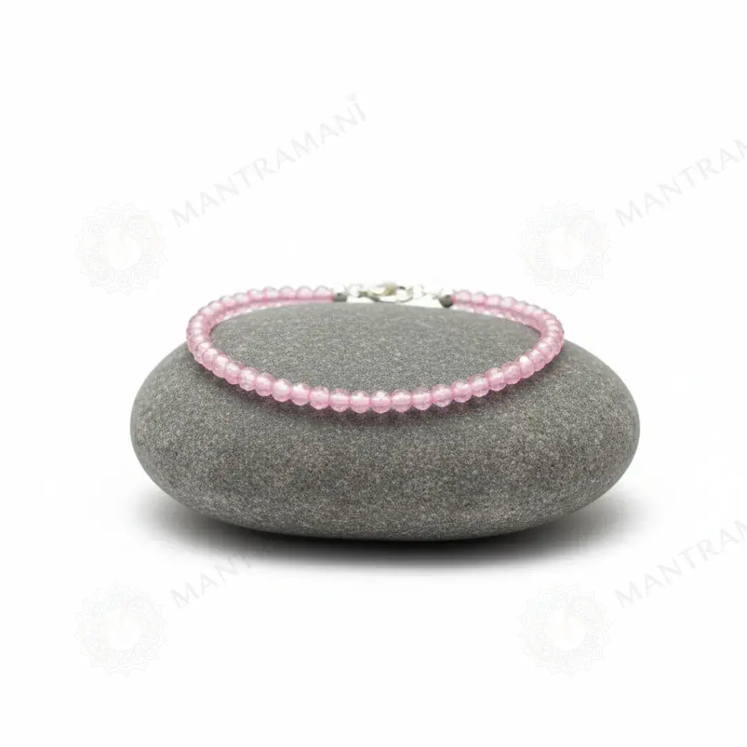 MantraMani Rose Quartz Anklet 3mm – For confidence, courage & Love