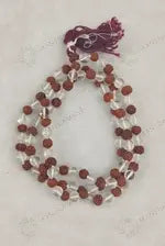 MantraMani Rudraksha & Clear Quartz (Rudraksha, Sphatik) – Mala - Spiritual Protection & Clarity - Shiva Healing