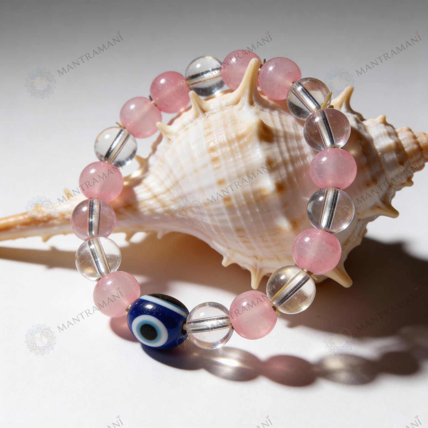 MantraMani SeraBloom Bracelet for Love, Romance, Emotional Peace & Women’s Wellness — A Wonder Bracelet with Clear Quartz & Rose Quartz for Love, Harmony & Emotional Balance