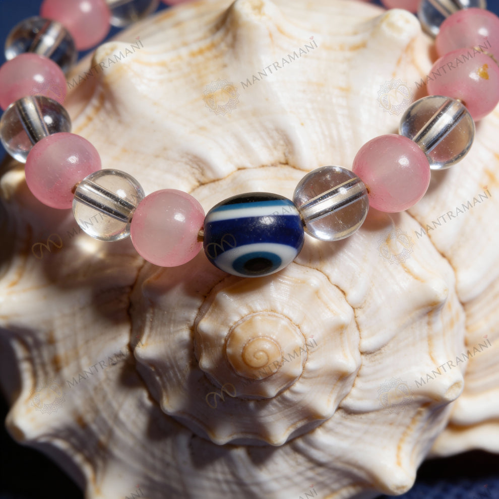 MantraMani SeraBloom Bracelet for Love, Romance, Emotional Peace & Women’s Wellness — A Wonder Bracelet with Clear Quartz & Rose Quartz for Love, Harmony & Emotional Balance