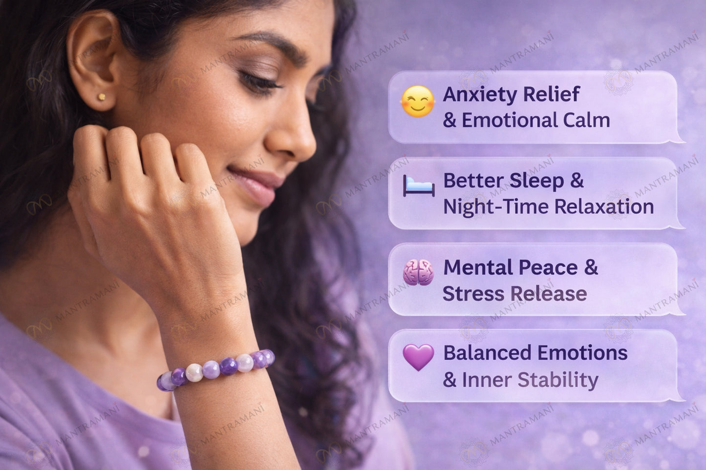 MantraMani Serena Mind — Calming Bracelet for Anxiety Relief, Sleep & Mental Peace